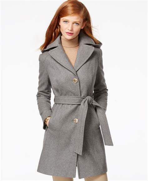 michael kors hooded belted walker coat|MICHAEL Michael Kors Women's Hooded Belted Walker Coat.